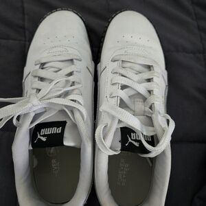 Puma Women's White and Black Lace-Up Sneakers